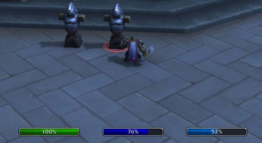 All three bars on display in game. Resources shown: Health, Mana, Maelstrom.