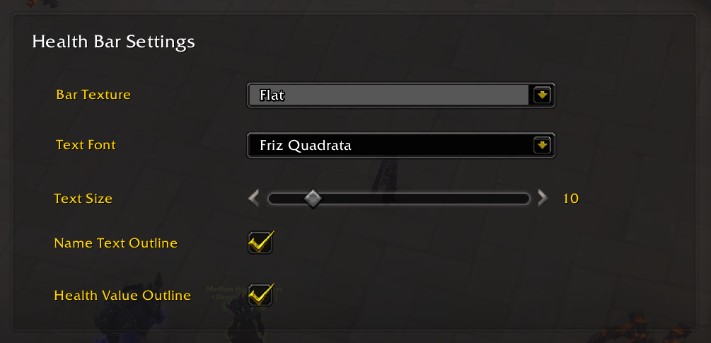 Thumbnail Health Bar Settings