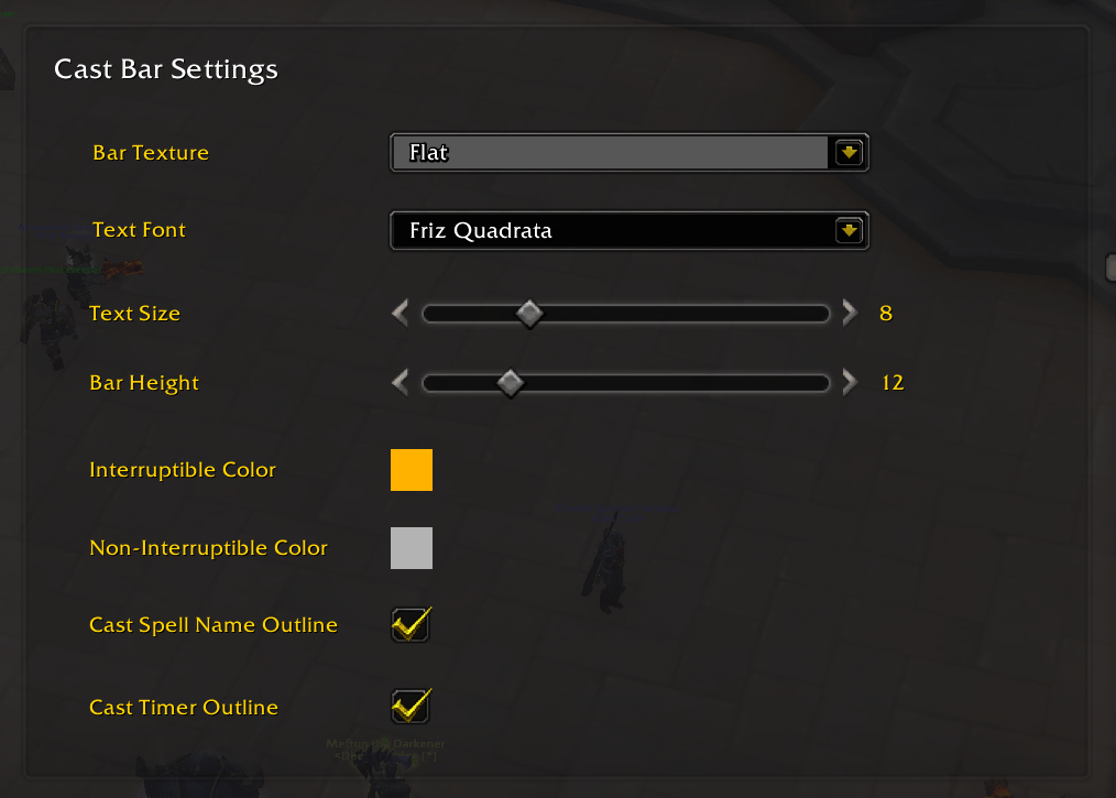 Thumbnail Cast Bar Settings