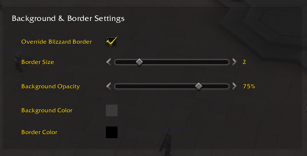 Thumbnail Health/Cast Bar Border and Background Settings