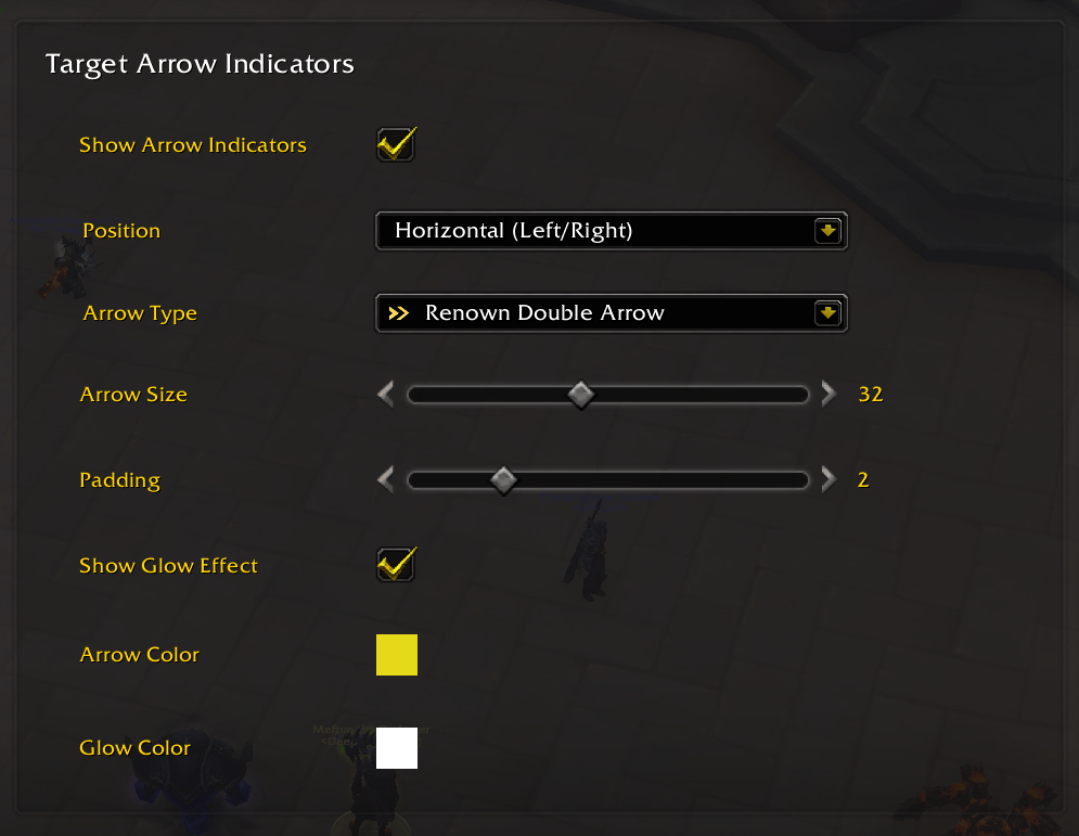 Thumbnail Target Arrow Indicators Settings