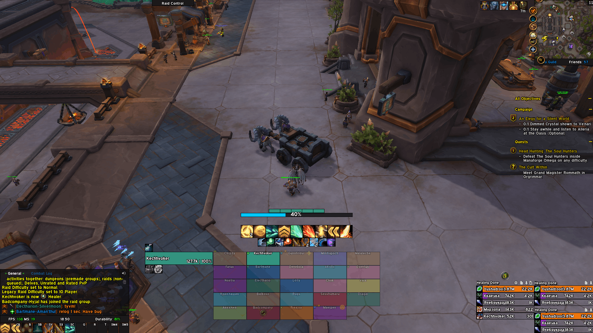 Classcolor-Contrast - HealerUI with 30 man Raid