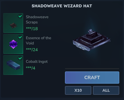 Shadoweave Wizard Hat Recipe