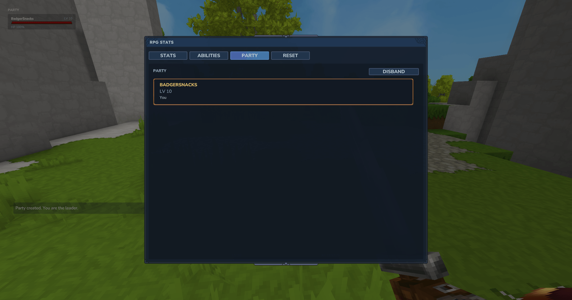 First version of the party tab