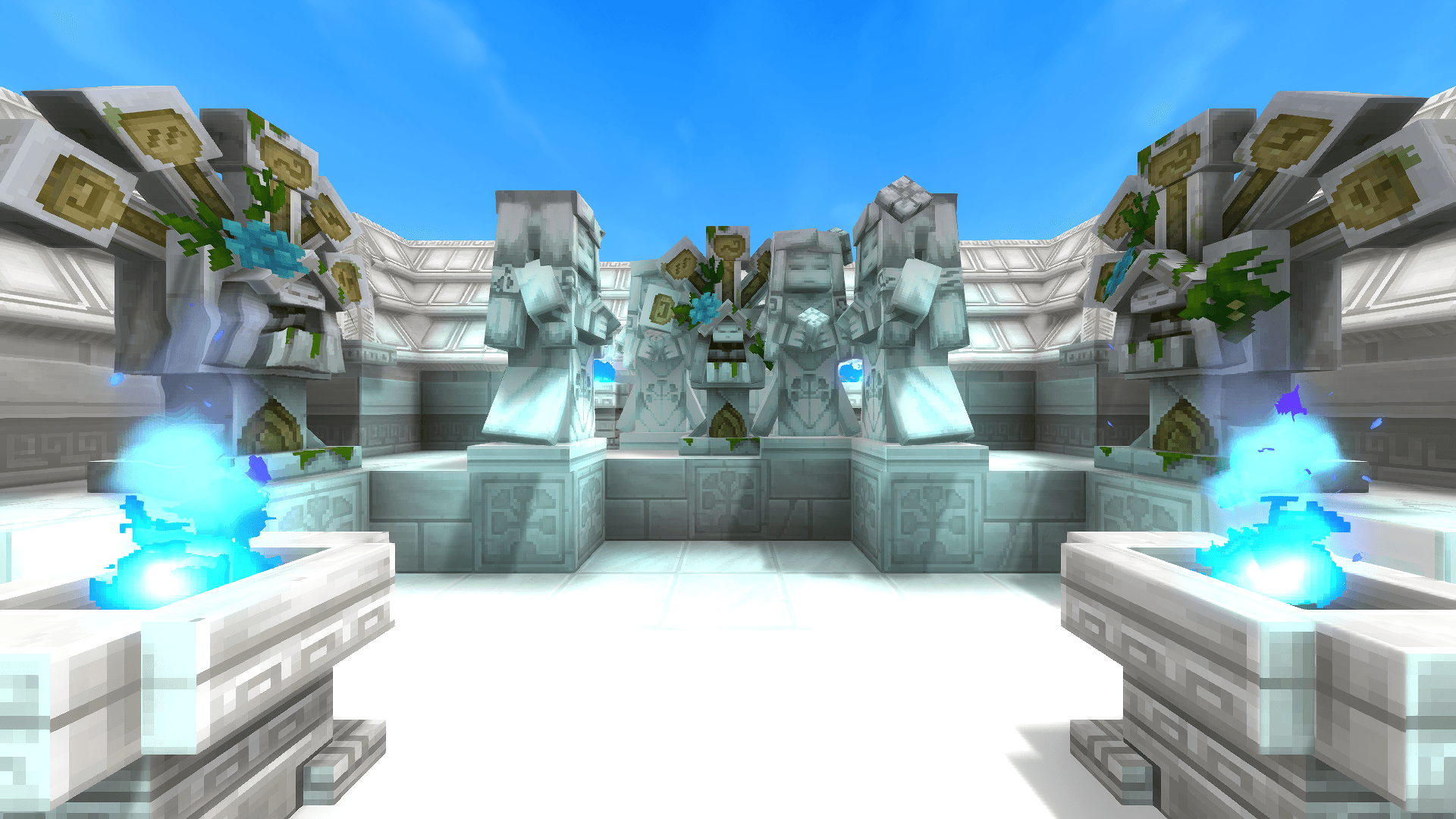 The same build as the previous, but with added blocks to show the smaller hitbox than the original statue