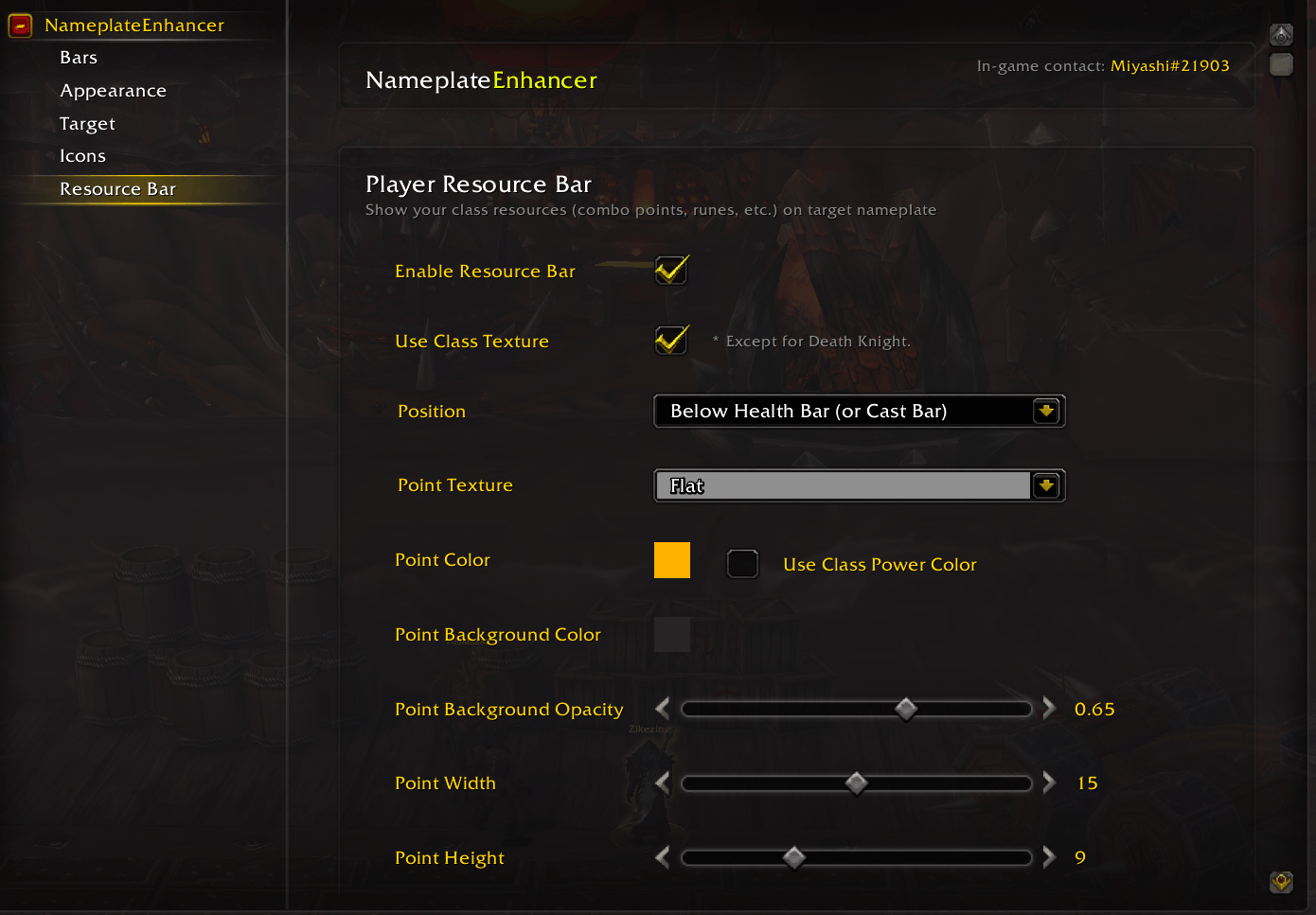 Thumbnail PLayer Resource (Combo Point, runes etc) Settings