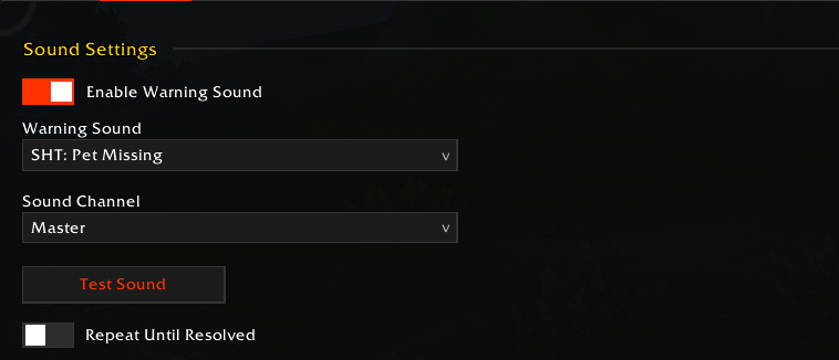 Thumbnail Each Pet Reminder has options to play a sound when the warning is triggered.