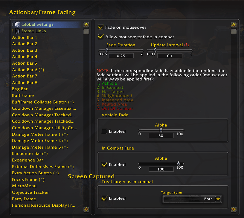 Thumbnail Shows a brief overview over the settings you can apply for each frame or globally