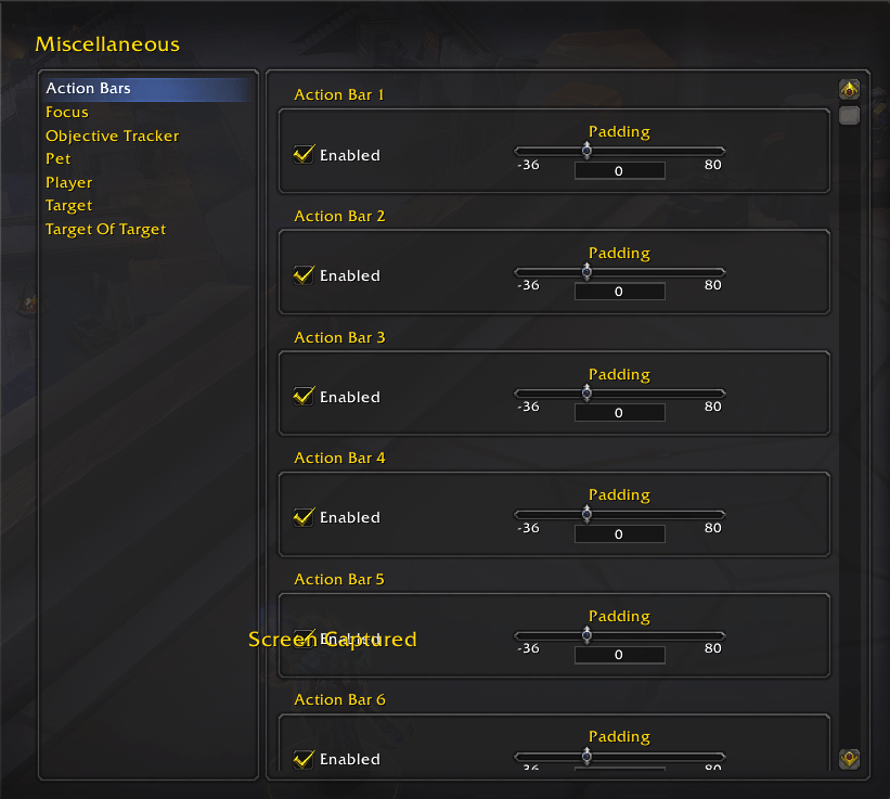Thumbnail Shows the option to change the actionbar padding for each bar lower than the blizzard minimum of 2