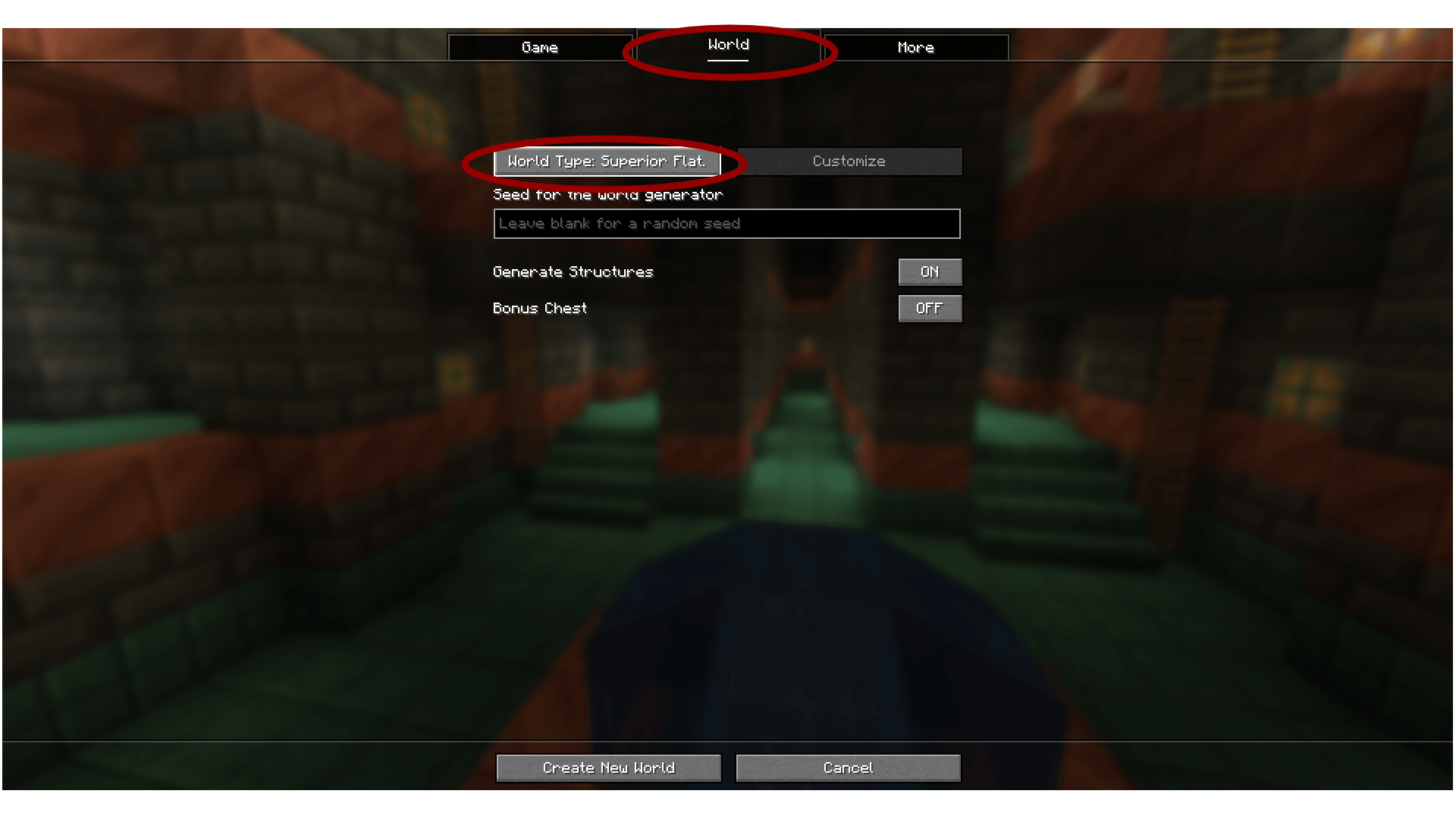 Superflat World With Biomes, This Is The Third World Type In The Worlds Menu