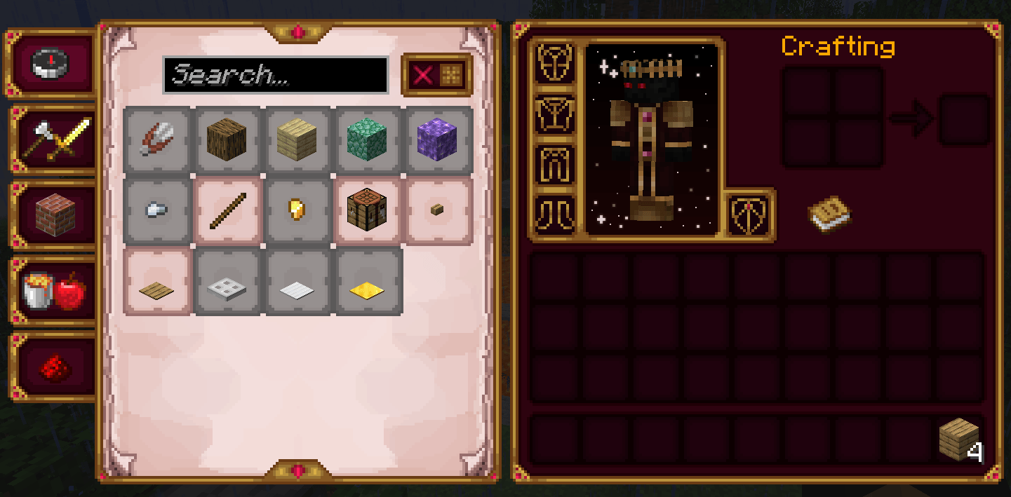 Thumbnail Survival inventory, with the remade GUI for the recipe book.