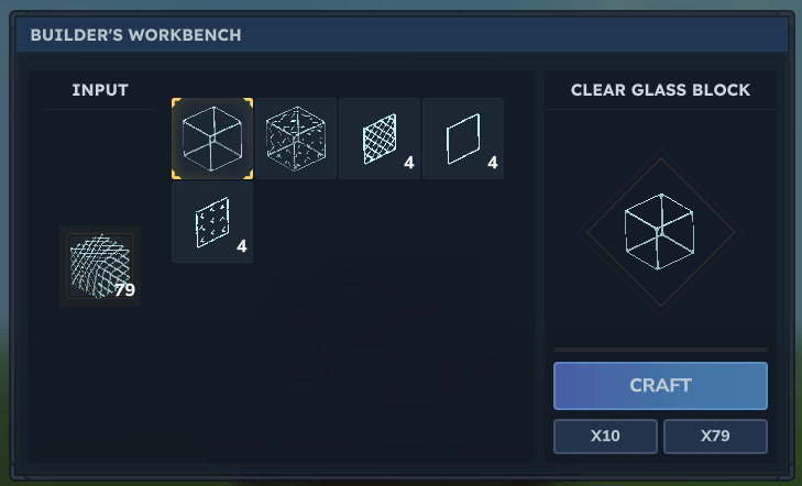 Thumbnail All of the glass options currently available in the builders workbench
