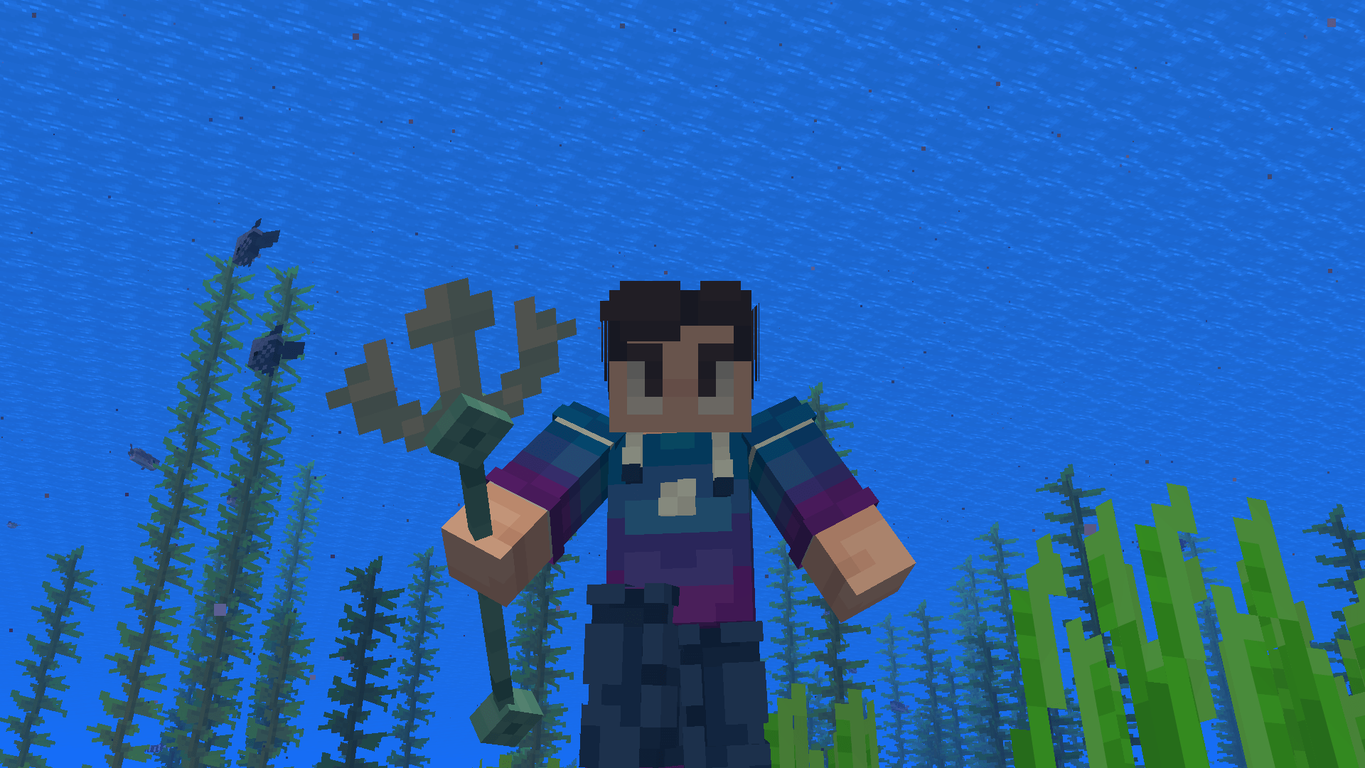 Shows the Trident held underwater