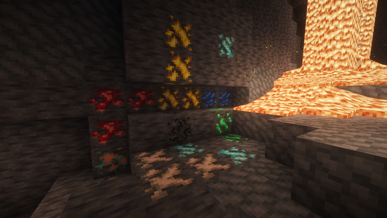 Thumbnail Visual overview of the Deepslate ore variants, featuring the dark and gritty aesthetic to match Deepslate caves.
