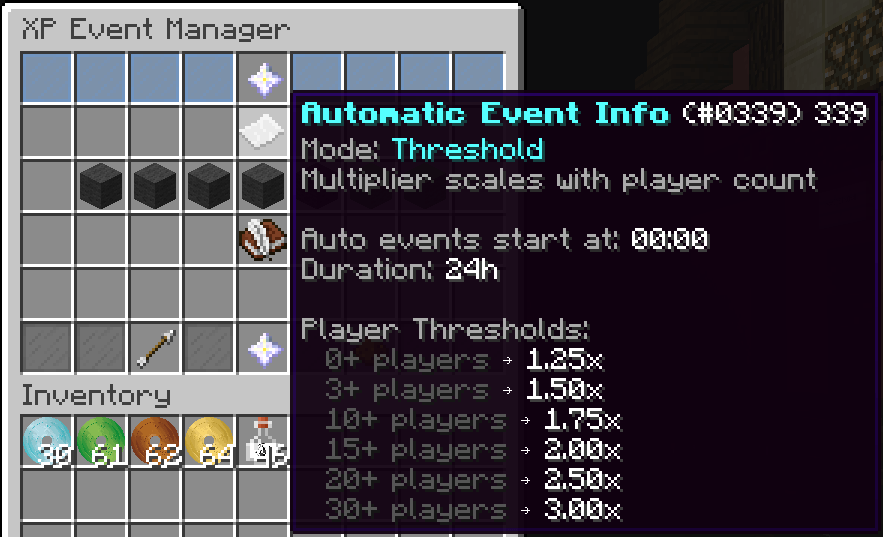 Player thresholds for better XP multipliers