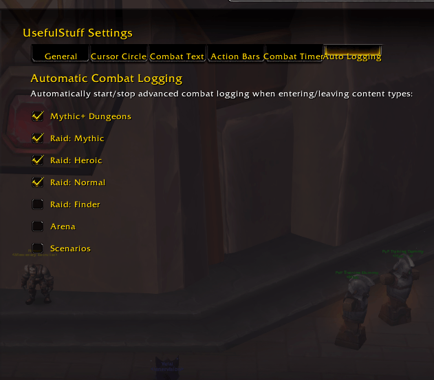 Auto Logging Settings