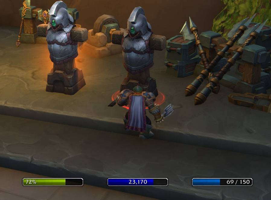 All three bars on display in game displaying with different value options, gradient health color and different text alignment options. Resources shown: Health, Mana, Maelstrom.