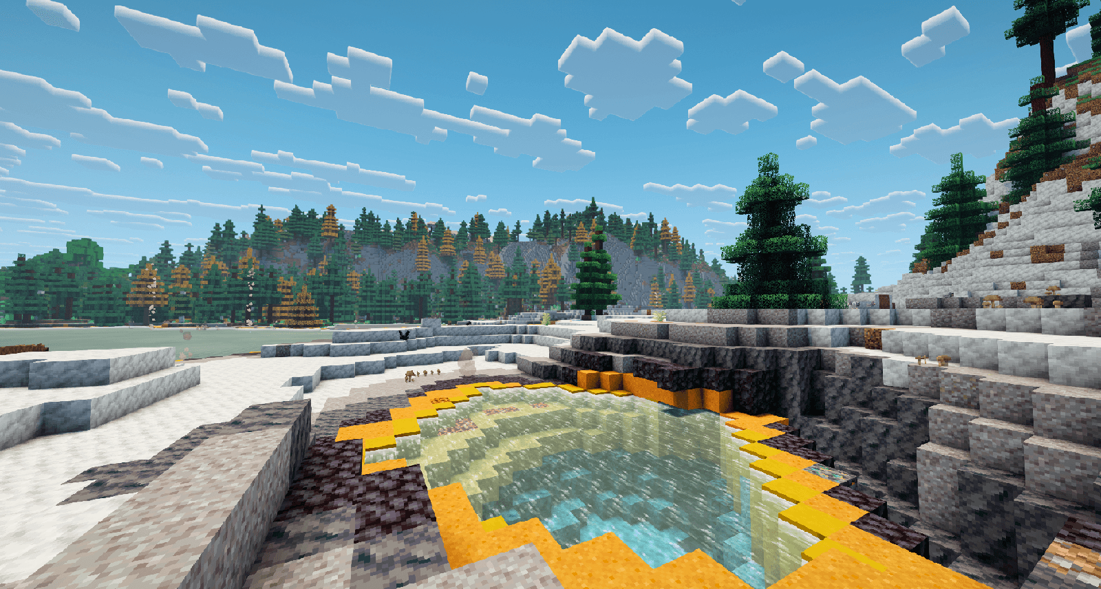 Un bioma de Yellowstone con Complementary Shaders + Sombras