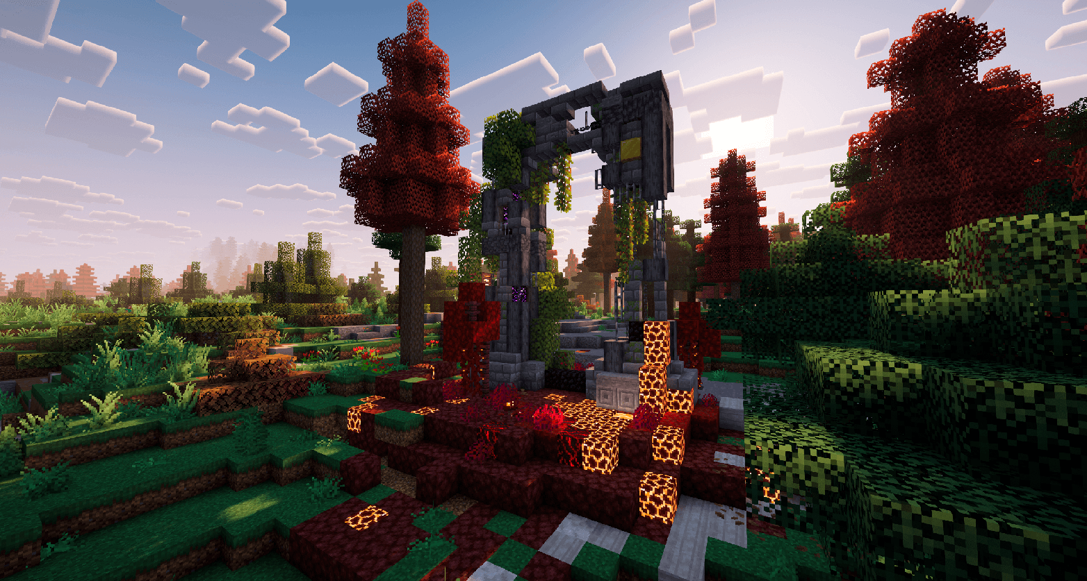 Un portal en ruinas con Complementary Shaders + Sombras