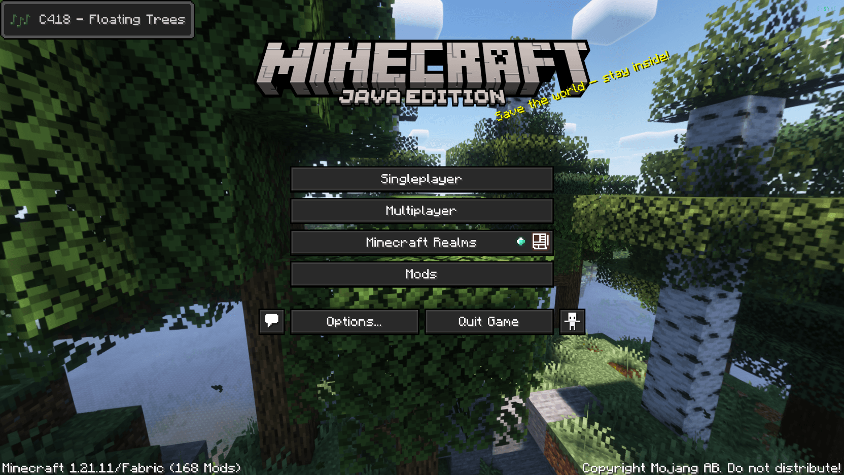 This is the Homescreen of the Modpack with the Ressourcepack "Unquie Dark".