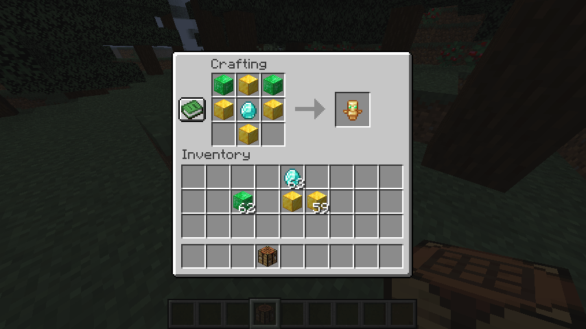 The crafting recipe of the Totem of undying