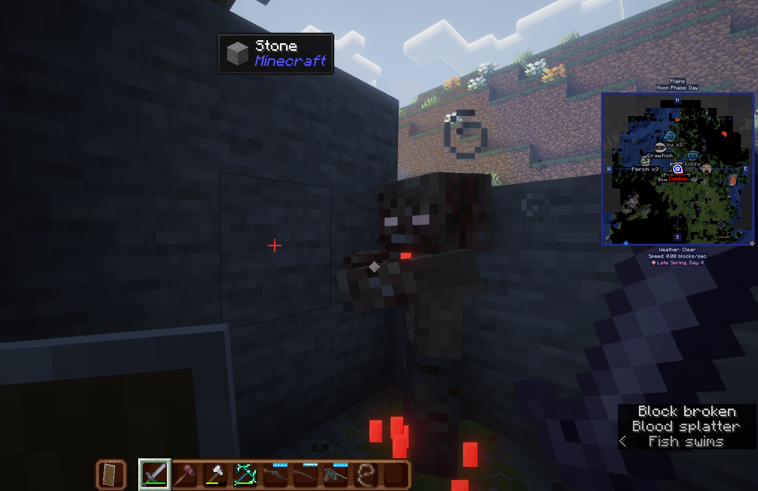 A Zombie that is bleeding after getting slashed