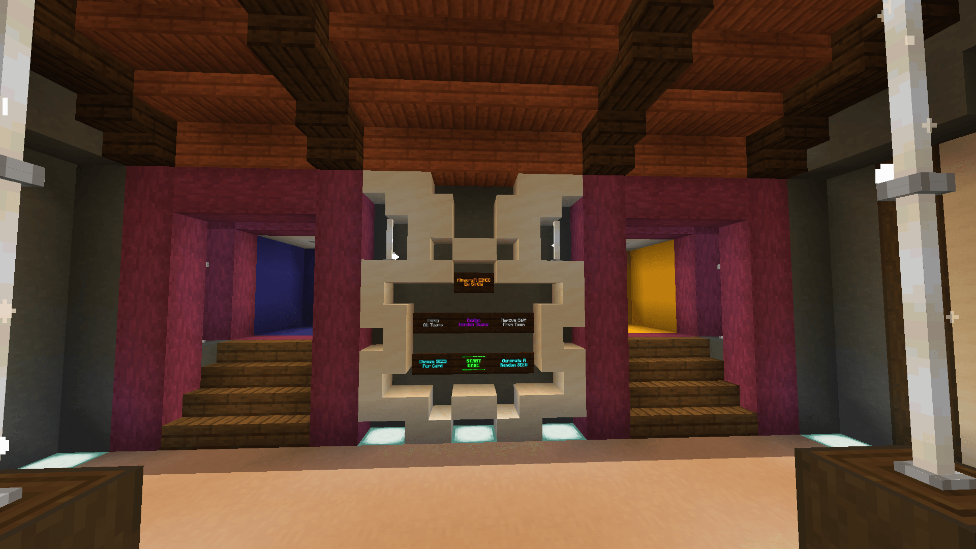 Thumbnail Signs in the Lobby to randomise teams, empty teams, start the game, set the Seed and create a randomised Seed.