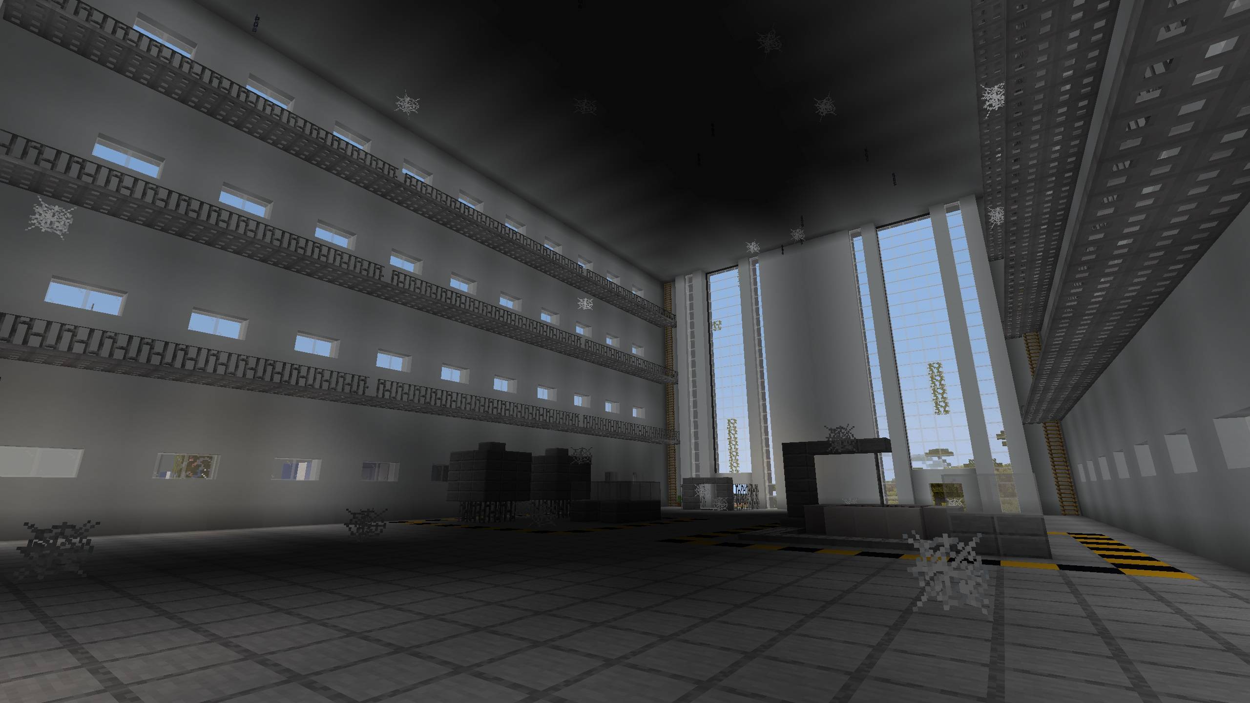 Interior of an newly added abandoned factory building.