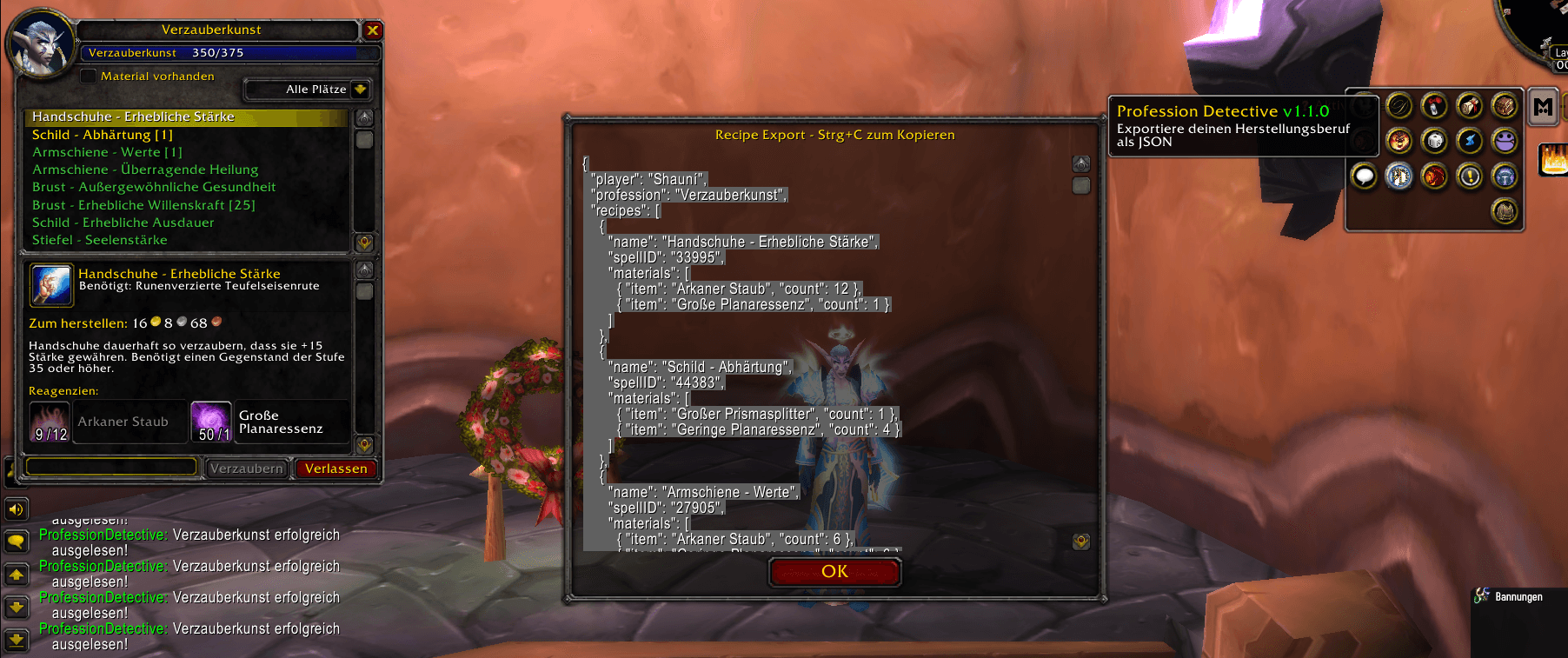 Just open your crafting profession window and use the minimap button