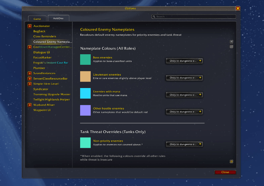 Thumbnail Default colour scheme with option to choose when re-colours are applied.