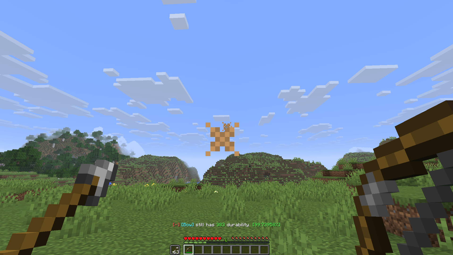 The message shows with any item in the main hand if the durability value changes.