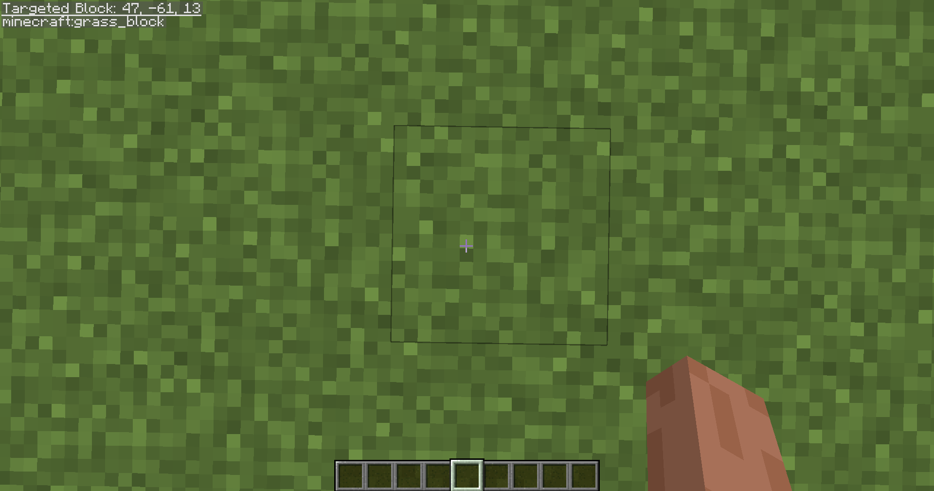 f3 screen with targeted block with block tags and block state disabled as well as hints disabled