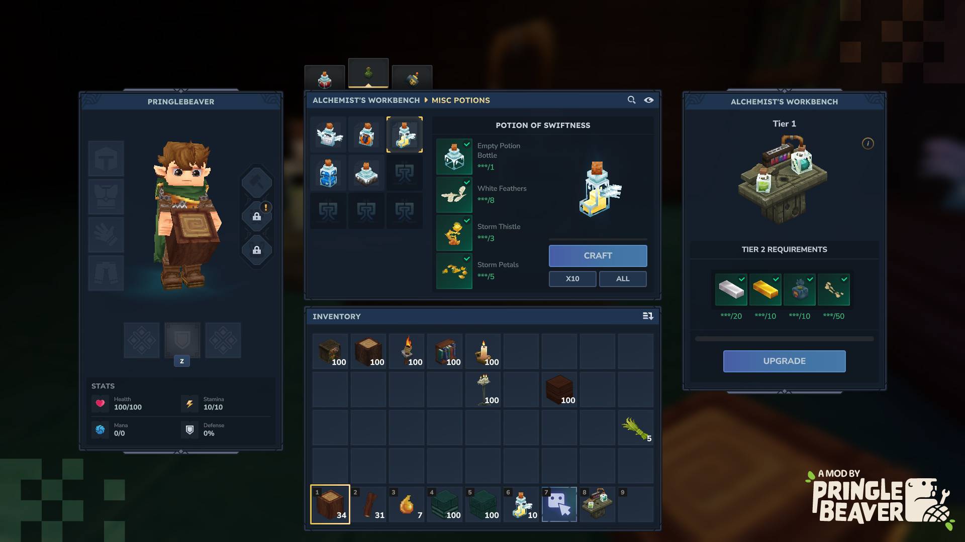 Crafting Potions at the Workbench