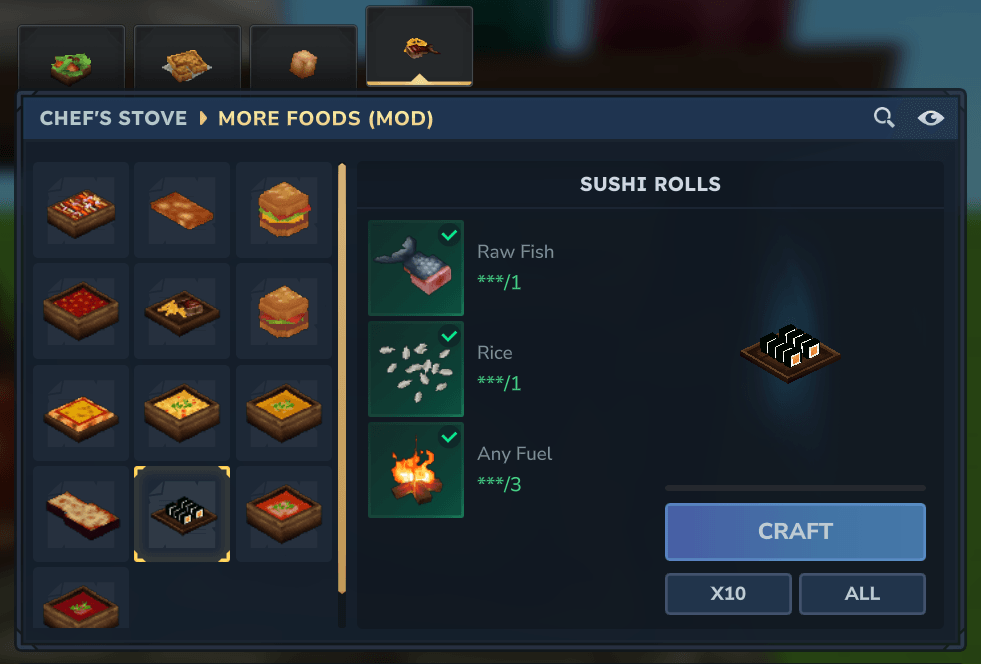 Sushi Rolls Crafting Recipe