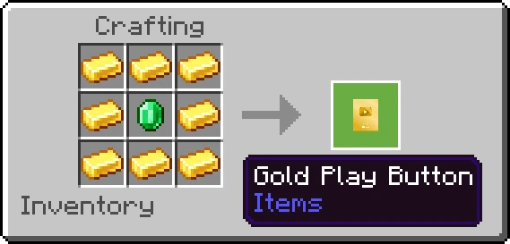 YouTube Play Button Addon - Gold Recipe