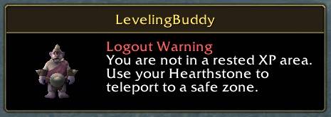 Thumbnail This is an example of the Non-Rested Area Logout notification.