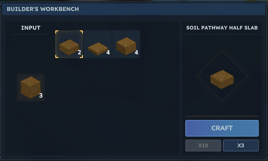 Almost all crafting recipes are available in the Builder's Workbench