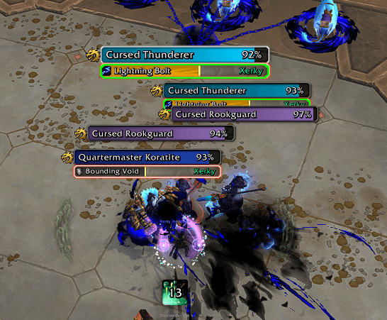 Interrupt ready | Standard cast | Uninterruptible cast | Mini boss | Casters