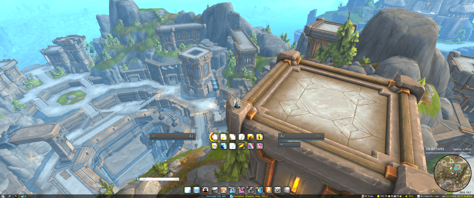 Thumbnail Example of having a target, all key bars and frames displayed, details damage meters appear, player, target and target of target appear, etc