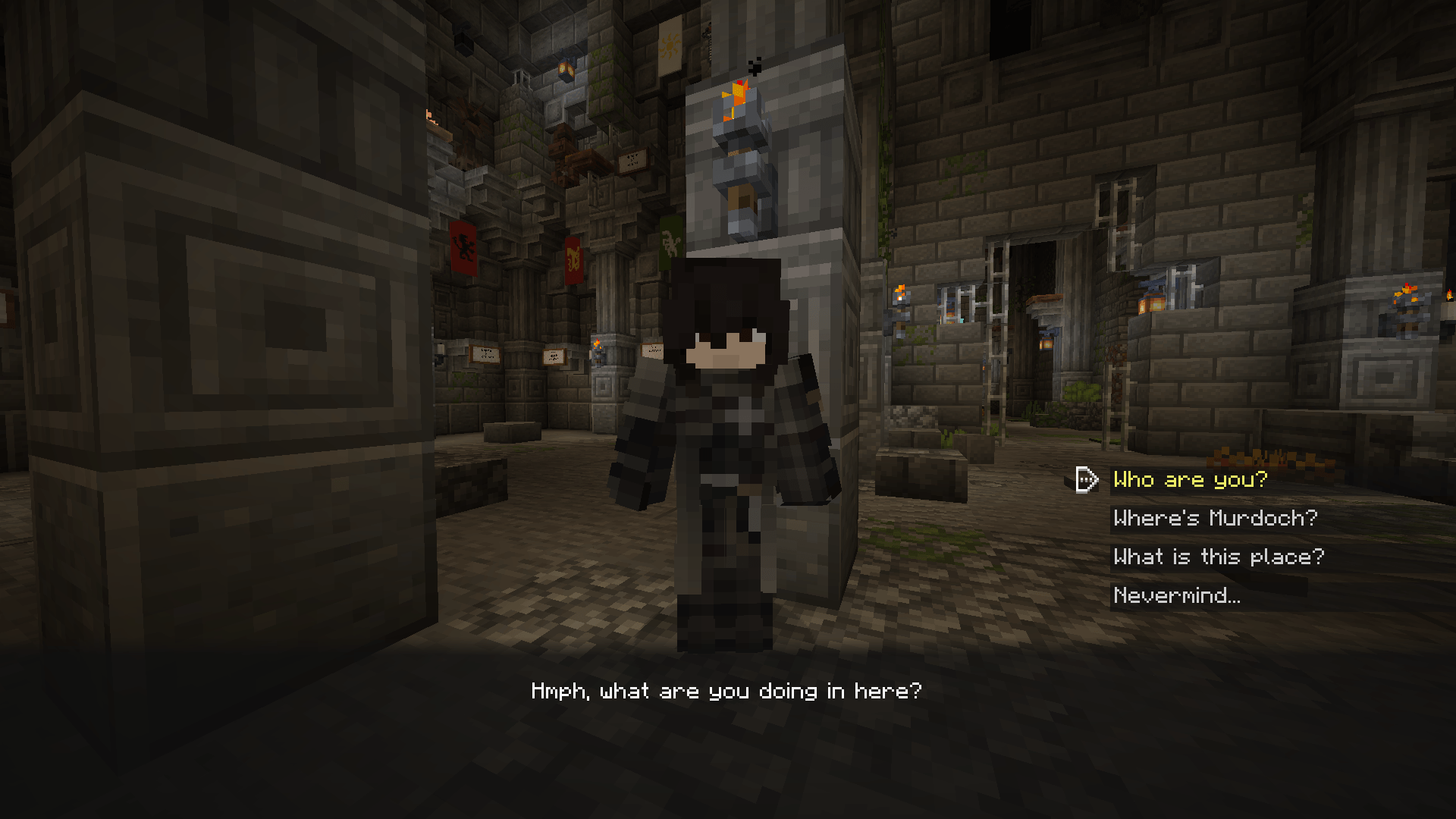 Thumbnail Aaren The Crow, an NPC in the Hall