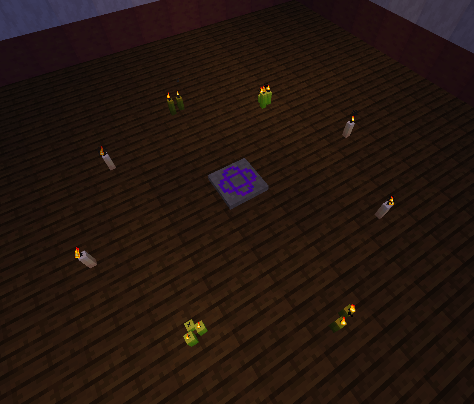 Thumbnail Ritual altar with a candle circle around it. A valid setup for the Efficiency Ladle upgrade rituat