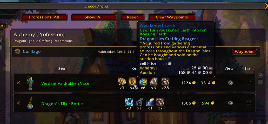 Economy tracking via auctionator (scans must be completed to populate this field)