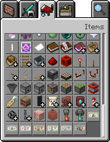 Real Money USD - Creative Items Tab