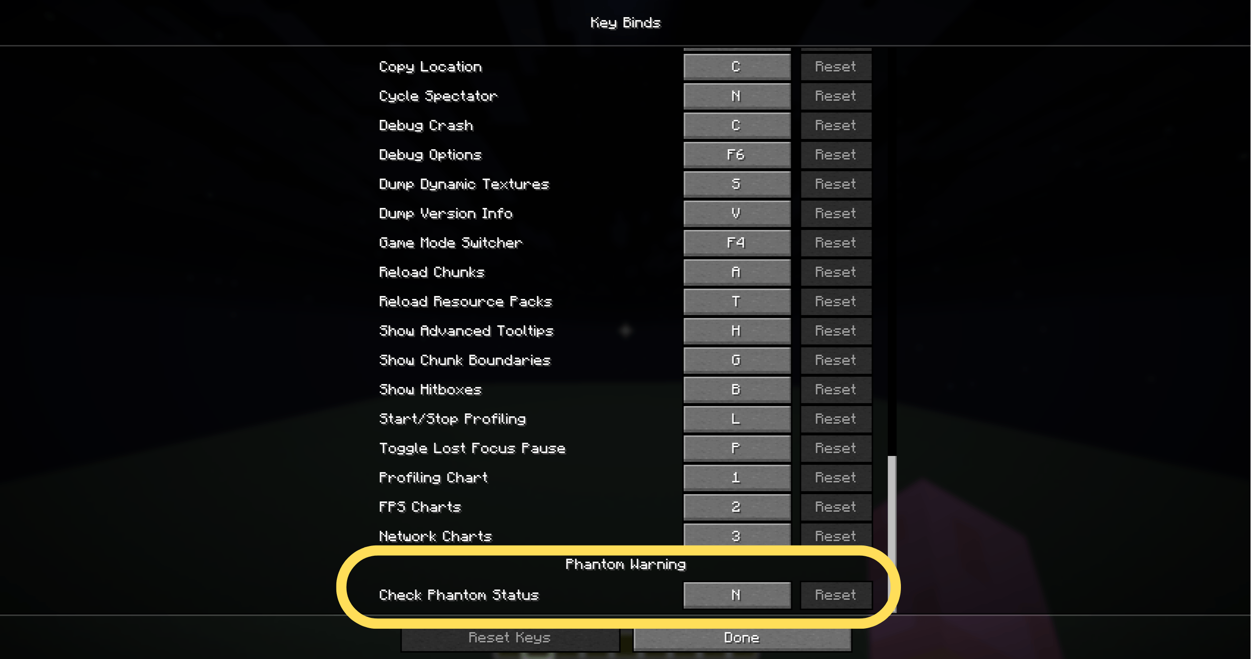 Fully integrated into the vanilla controls menu. Bind the status check to any key you prefer (defaults to the N key). ⌨️