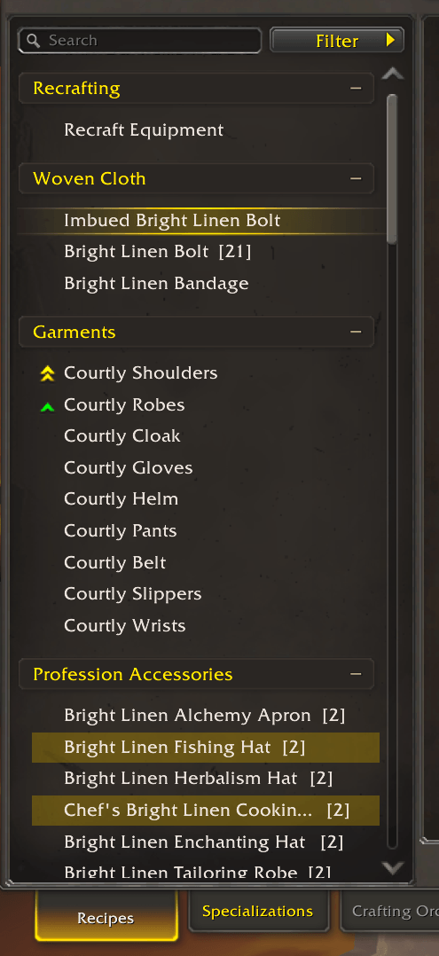 Golden bar First Craft Bonus Highlight