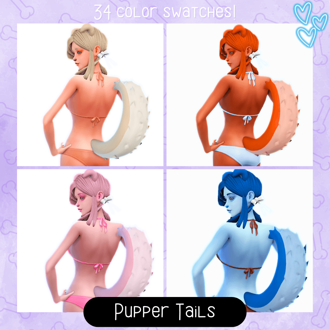 An adorable puppy tail for your cutie sims that comes in 34 color swatches!