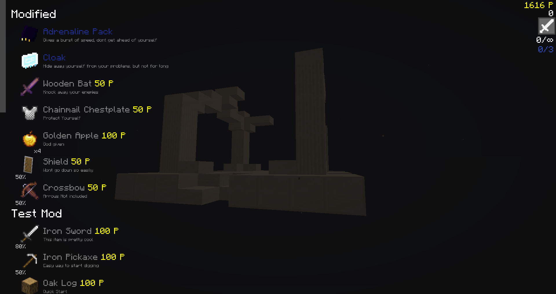 Select items, and if you have enough, you will spawn in with them once you start the run!