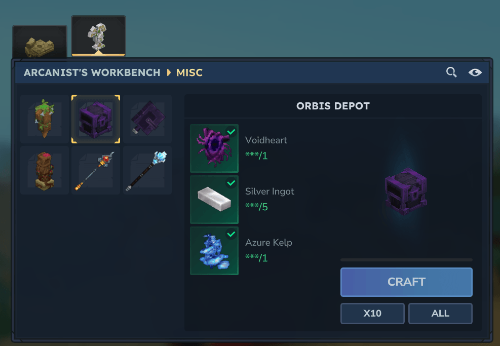 Crafting the Orbis Depot chest