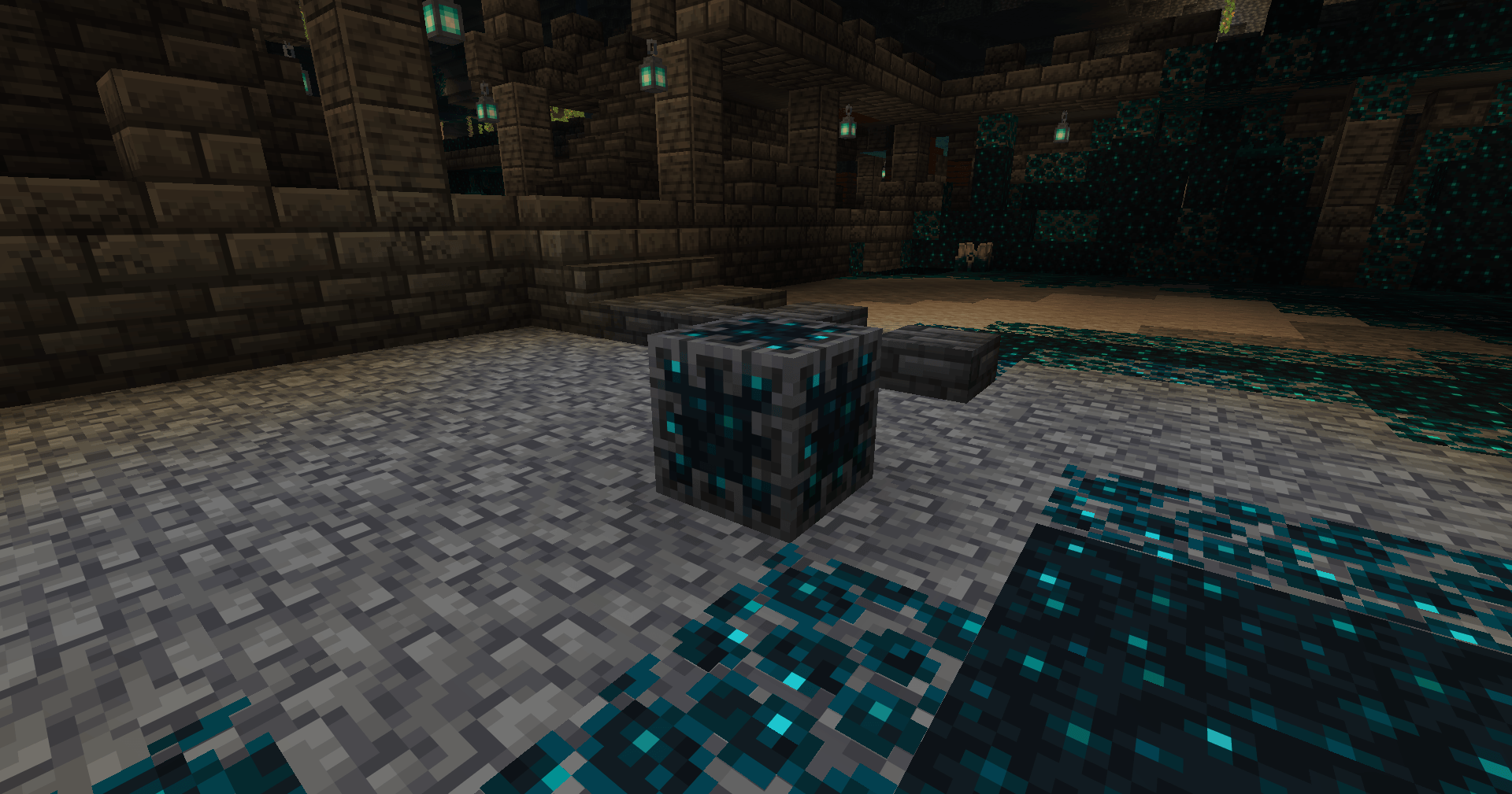 Thumbnail This block is a combination of sculk and chiseled deepslate. It drops experience when mined without silk touch and has an animated texture just like normal sculk.
