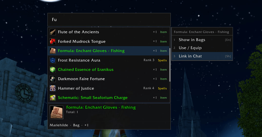 The new context menu